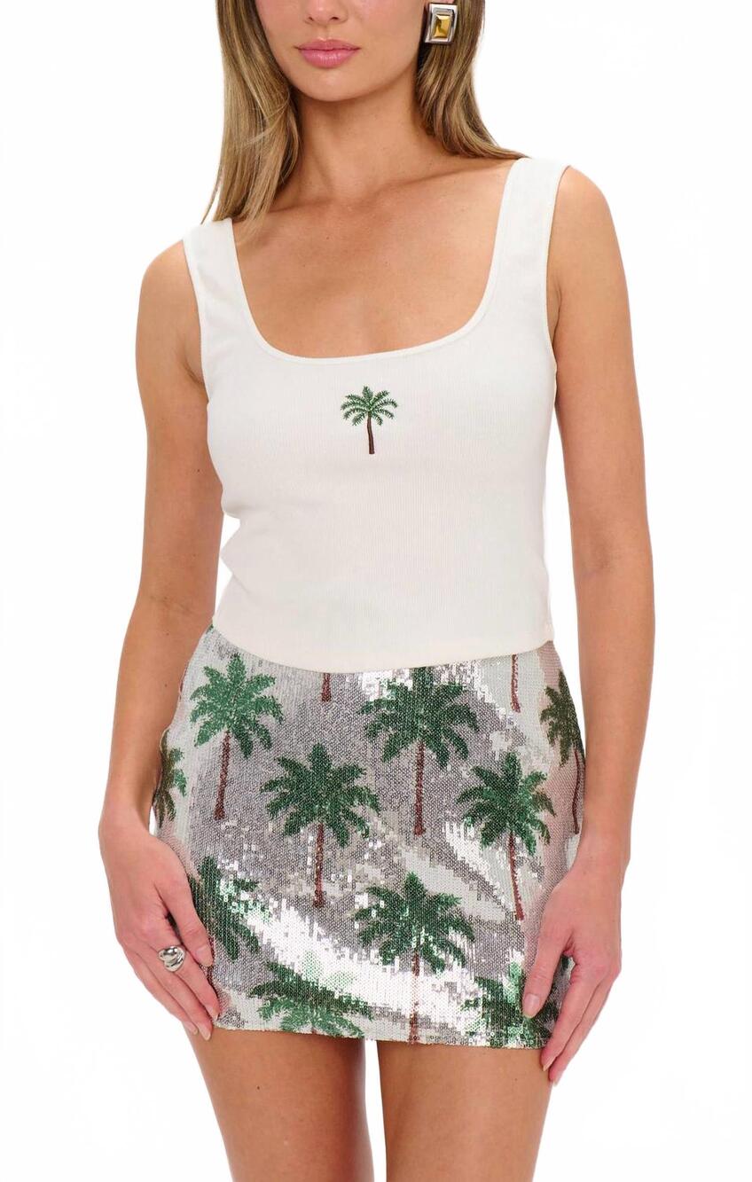 NEW SHOW ME YOUR MUMU all set tank in palm tree embroidery